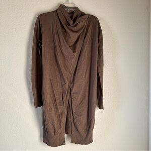 ZARA Wrap Cowl Neck Long Cardigan Women’s Medium Brown Fall Boho Fall Dressy
